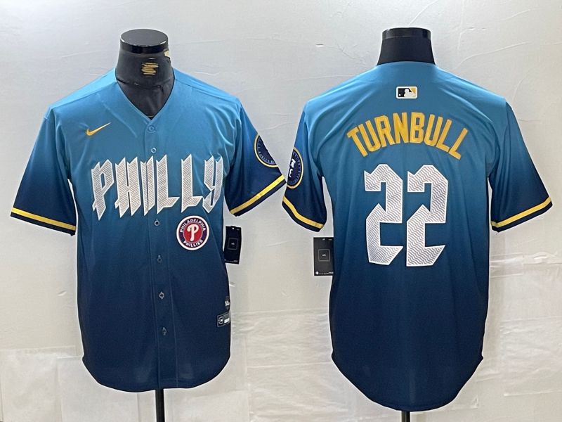 Men Philadelphia Phillies #22 Turnbull Blue City Edition Nike 2024 MLB Jersey style 4